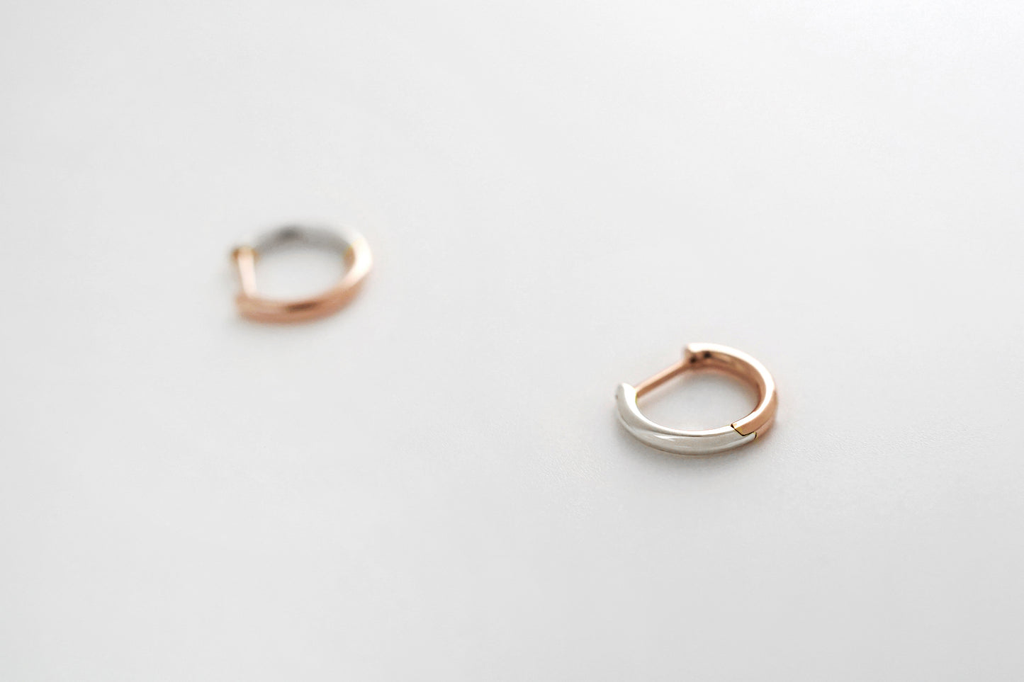Two Tone Small Hoop Earrings - White/Rose Gold