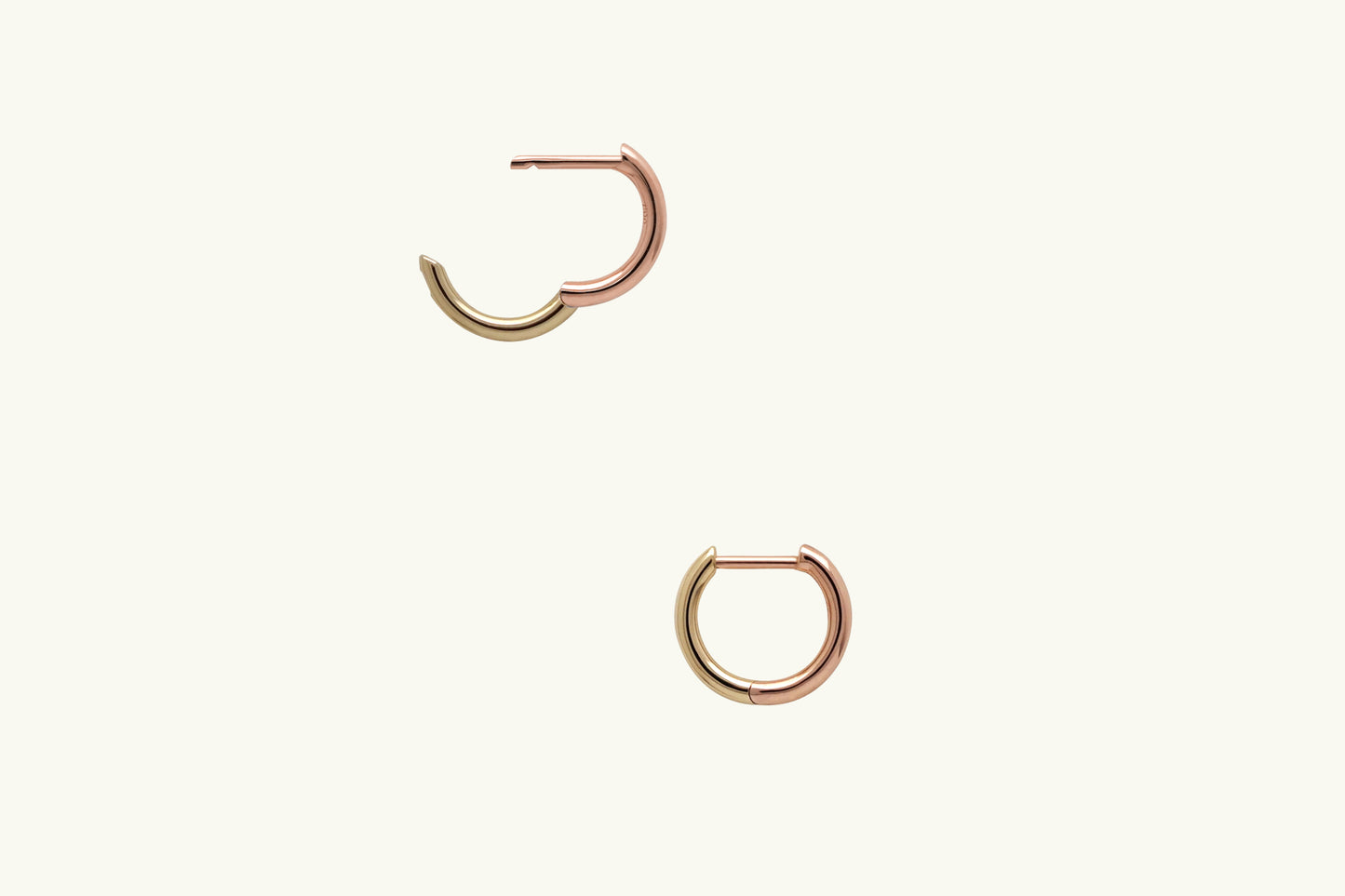 Two Tone Small Hoop Earrings - Rose/Yellow Gold