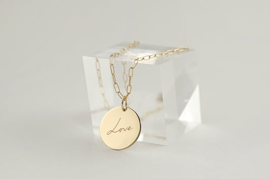 Luna Handwriting Large Disk Necklace