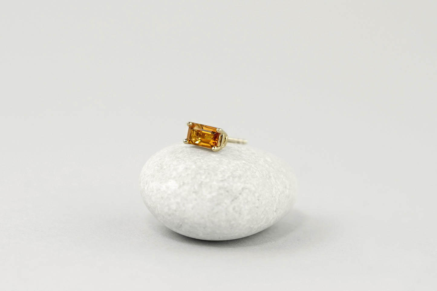 Golden Citrine Solitaire Studs