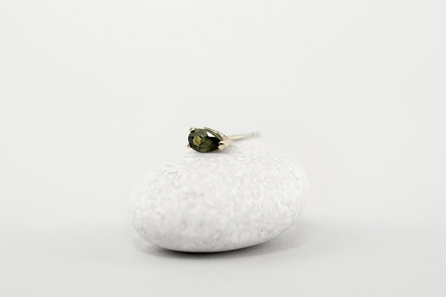 Olive Green Tourmaline Stud Earrings