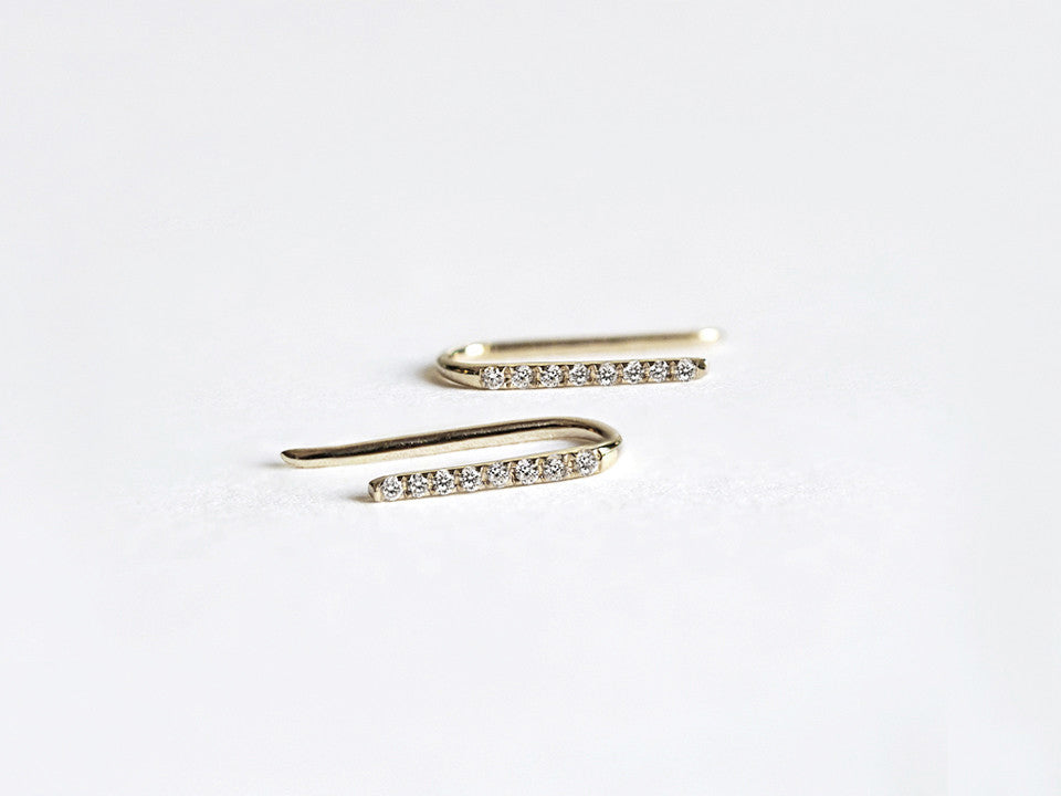 14k Gold Diamond Line Ear Climber