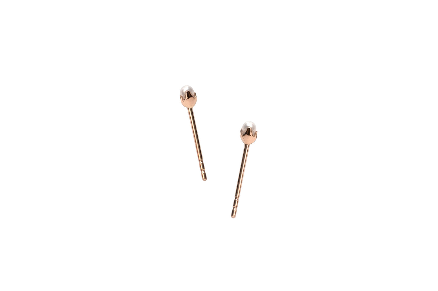 14k Rose Gold Micro Tiny Pearl Stud Earrings E2334
