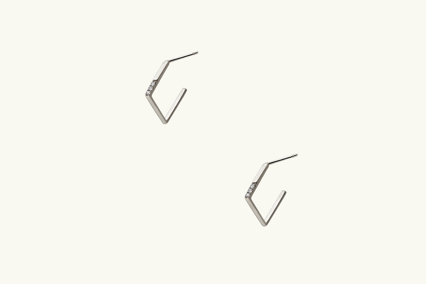 Square Hoop Stud Diamond Earrings