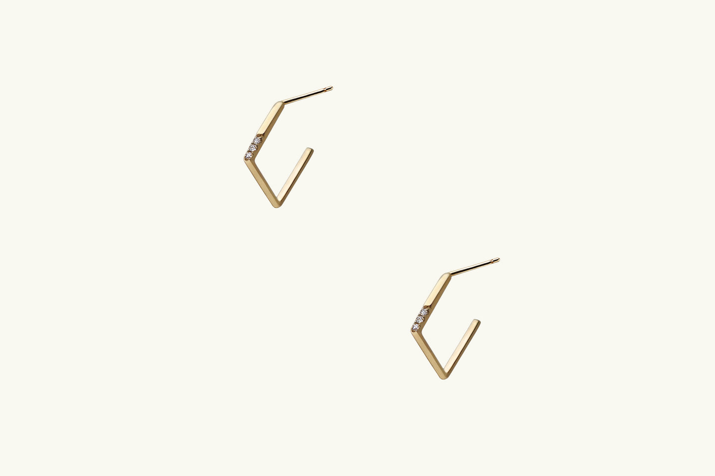 Square Hoop Stud Diamond Earrings