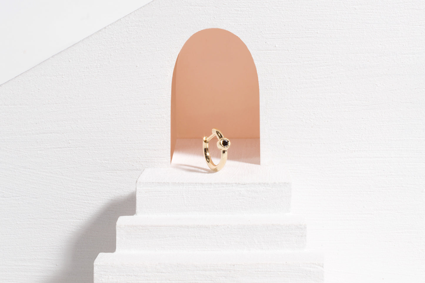 Tiny Black Diamond Hoop Earrings