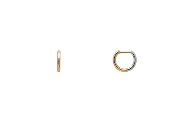Two Tone Small Hoop Earrings - Yellow/White Gold