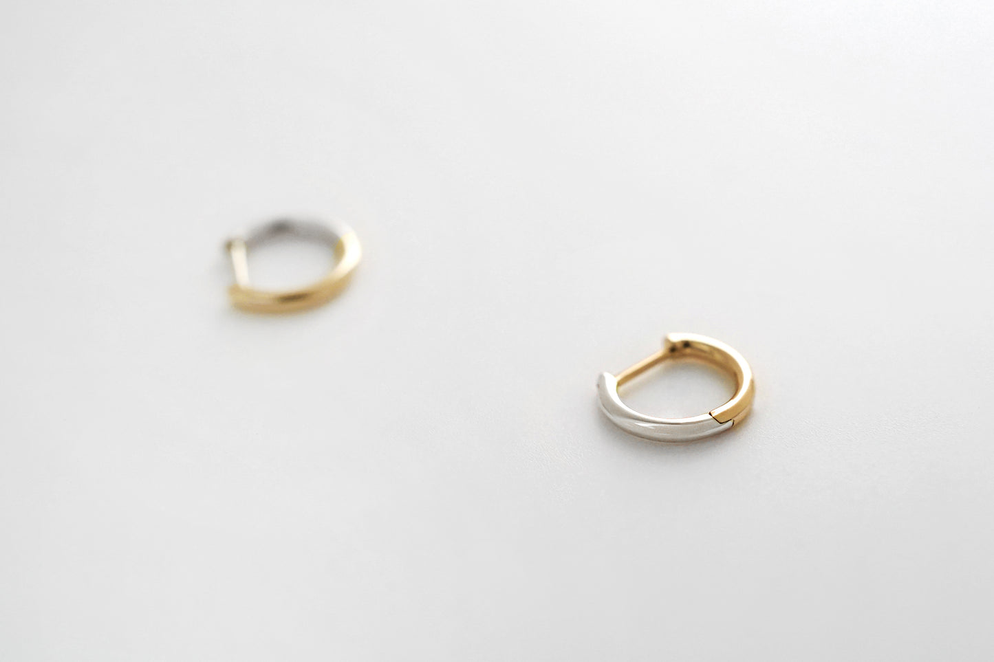 Two Tone Small Hoop Earrings - Yellow/White Gold