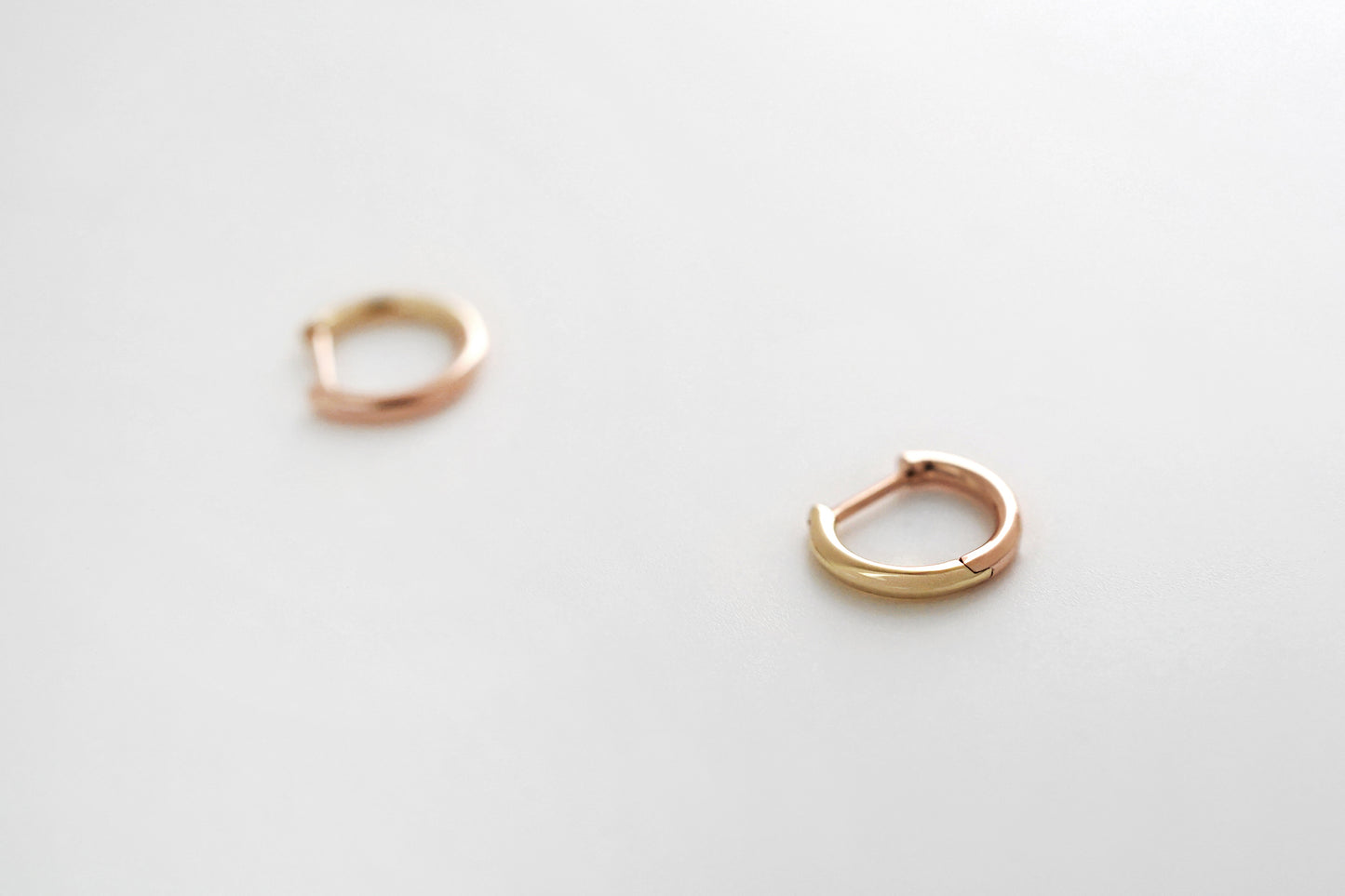 Two Tone Small Hoop Earrings - Rose/Yellow Gold