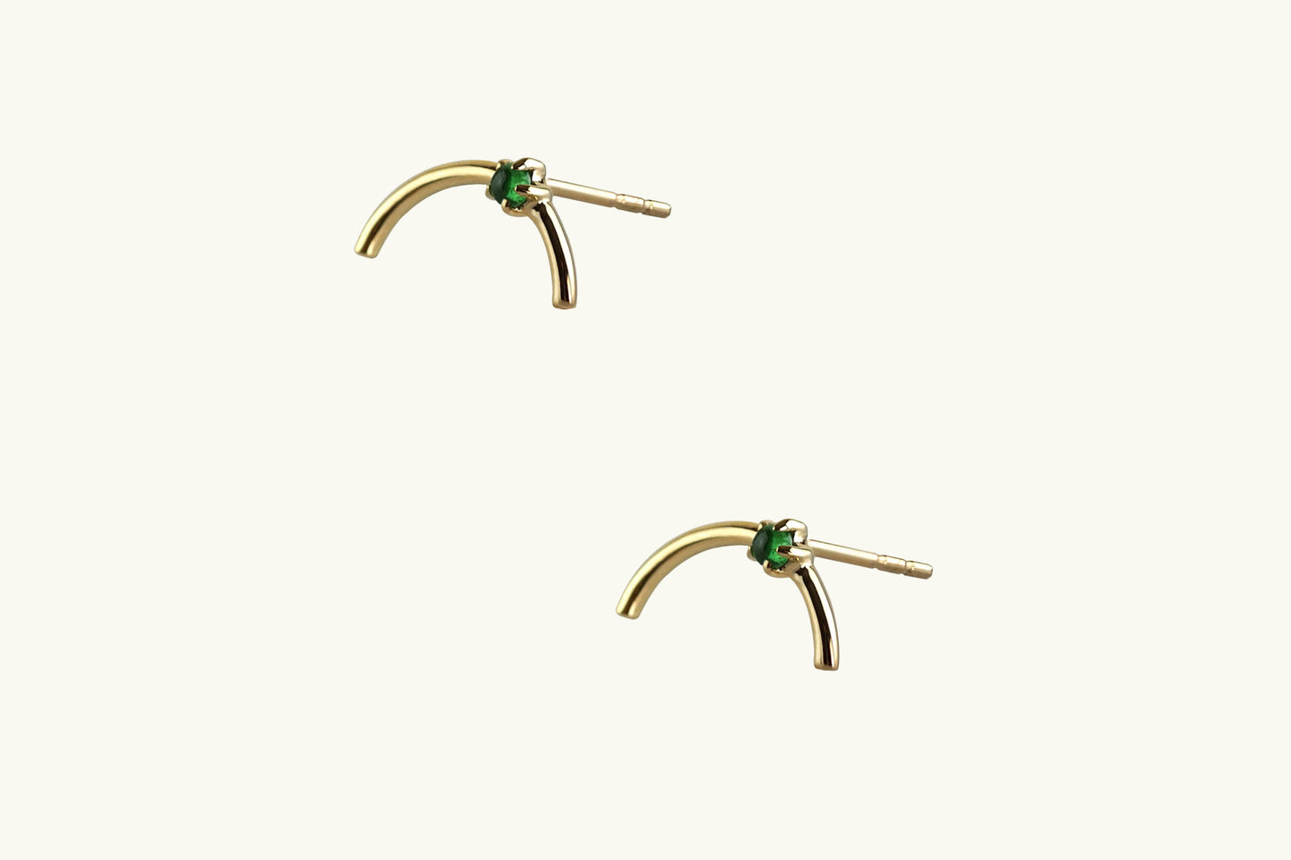 14k Gold Arc Emerald Earrings