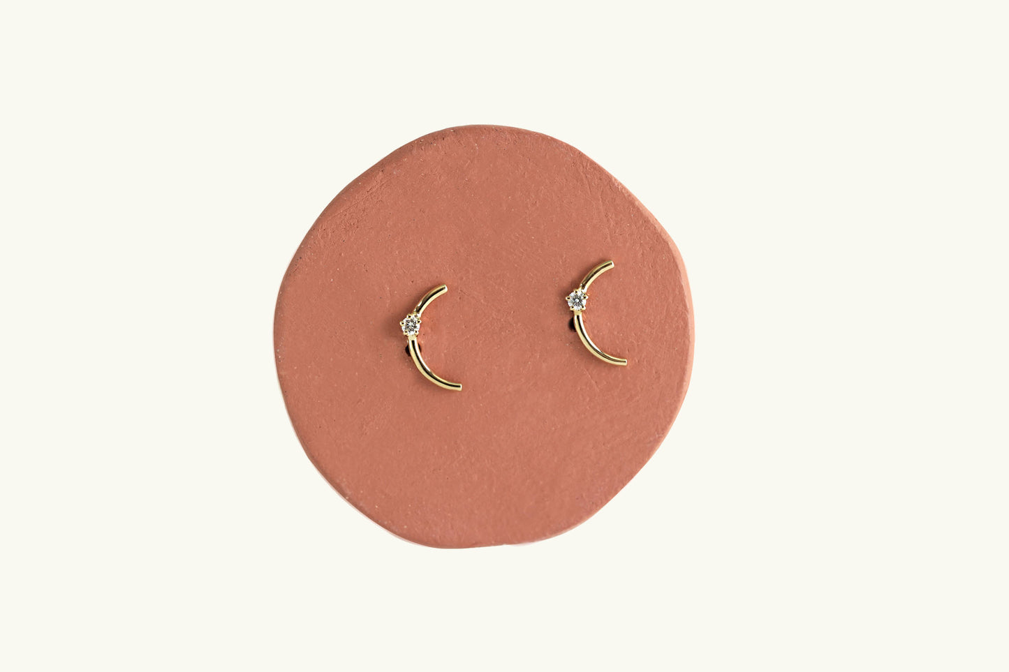 Mini Gold Arc Diamond Earrings