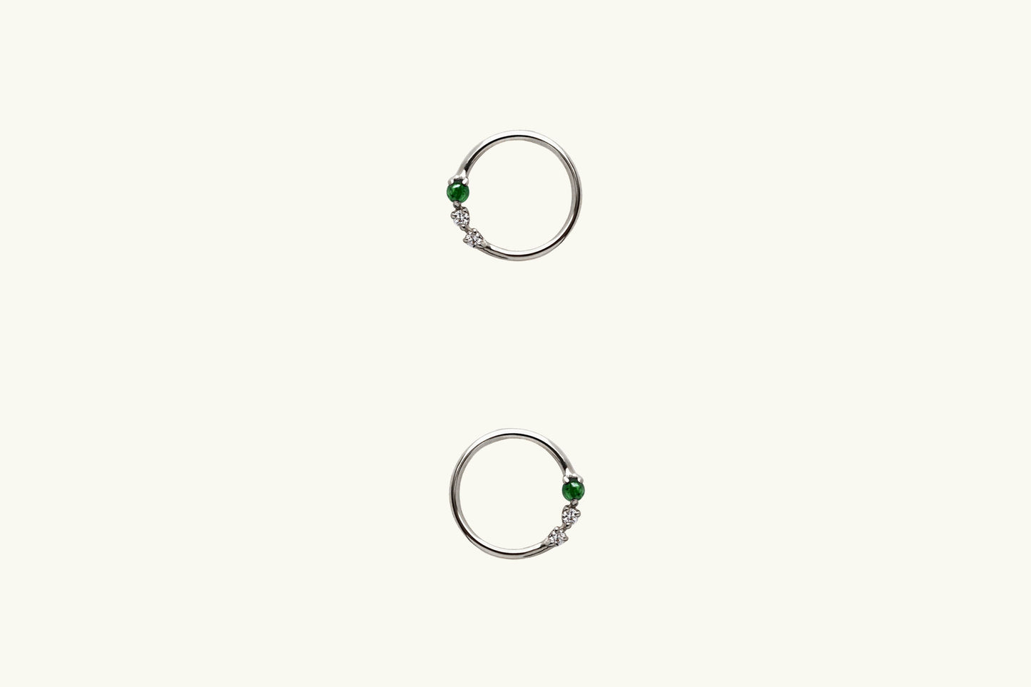 Emerald and Diamond Open Circle Earrings