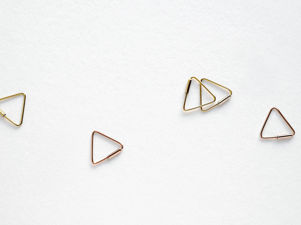 Tiny Golden Triangle Hoop Earrings