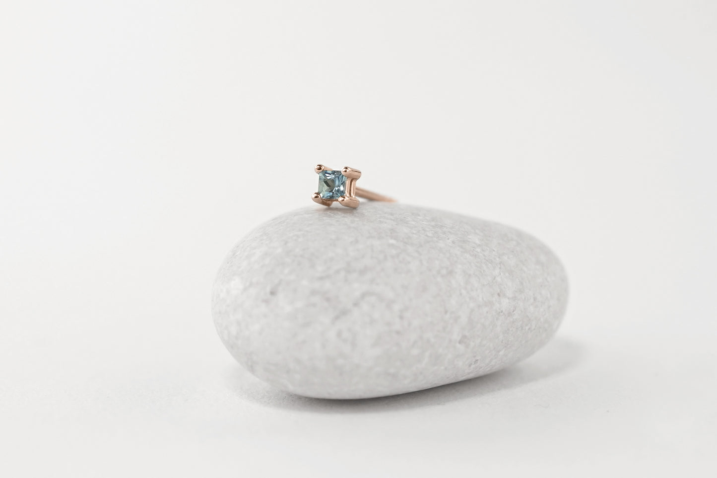 Square Aquamarine Stud Earrings