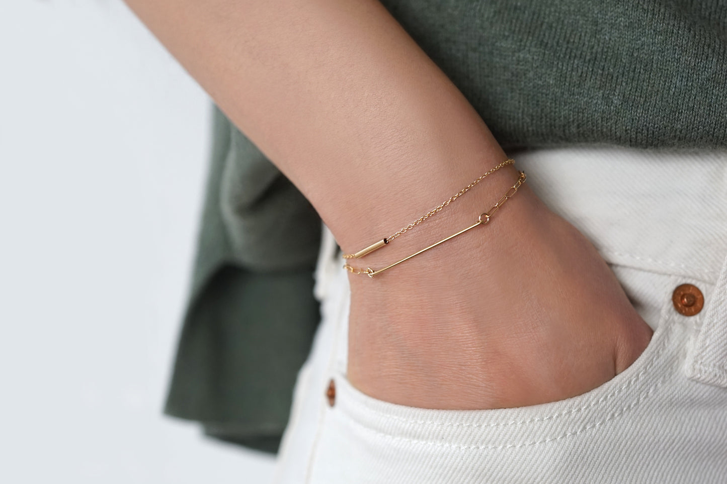 Dainty Minimal Bar Link Bracelet