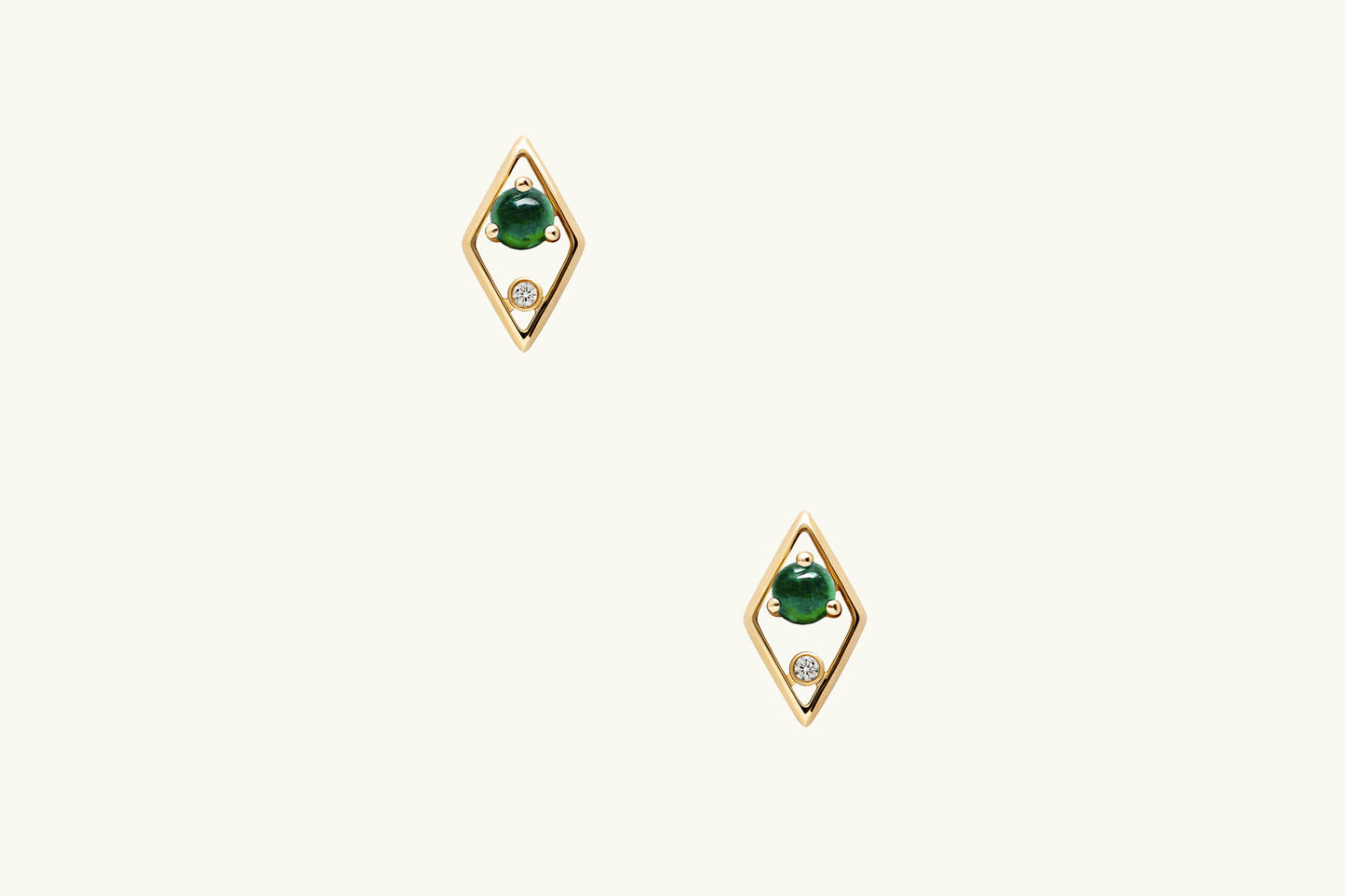 Emerald and Diamond Geometric Earrings