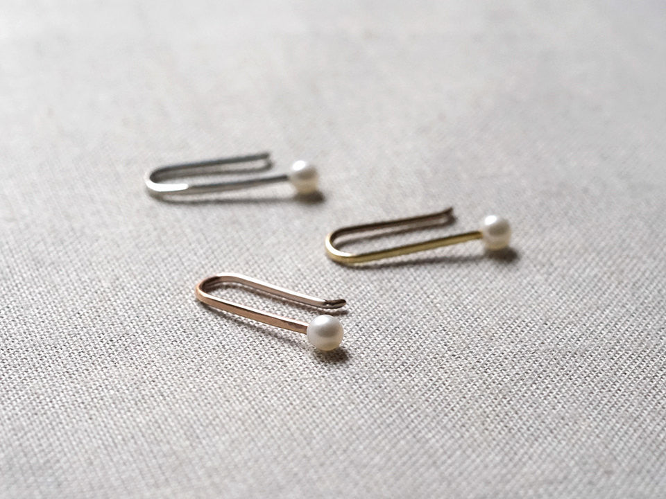 Minimalist Tiny Pearl Ear Pin Earrings