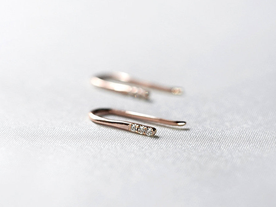 14k Rose Gold Diamond Ear Climber Earrings