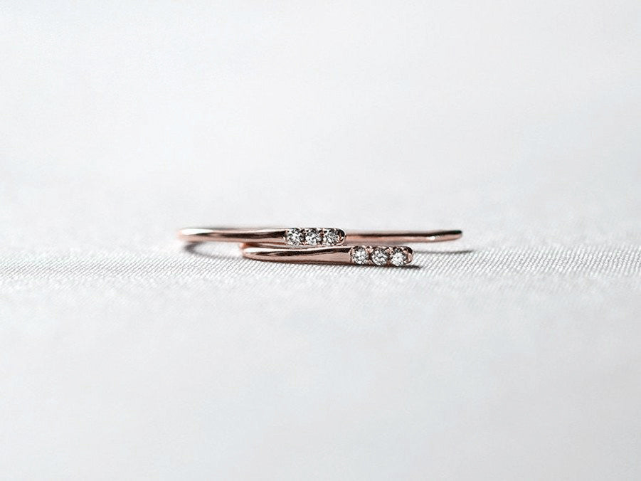 14k Rose Gold Diamond Ear Climber Earrings