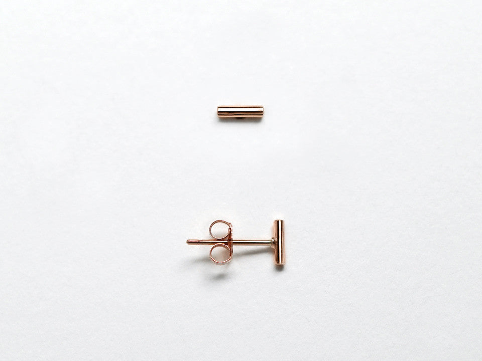 14k Rose Gold Bar Stud Earrings