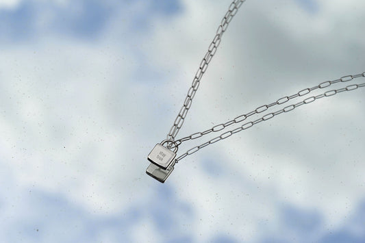 Little Silver Padlock Link Necklace