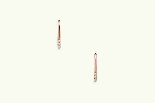 14k Rose Gold Diamond Ear Climber Earrings