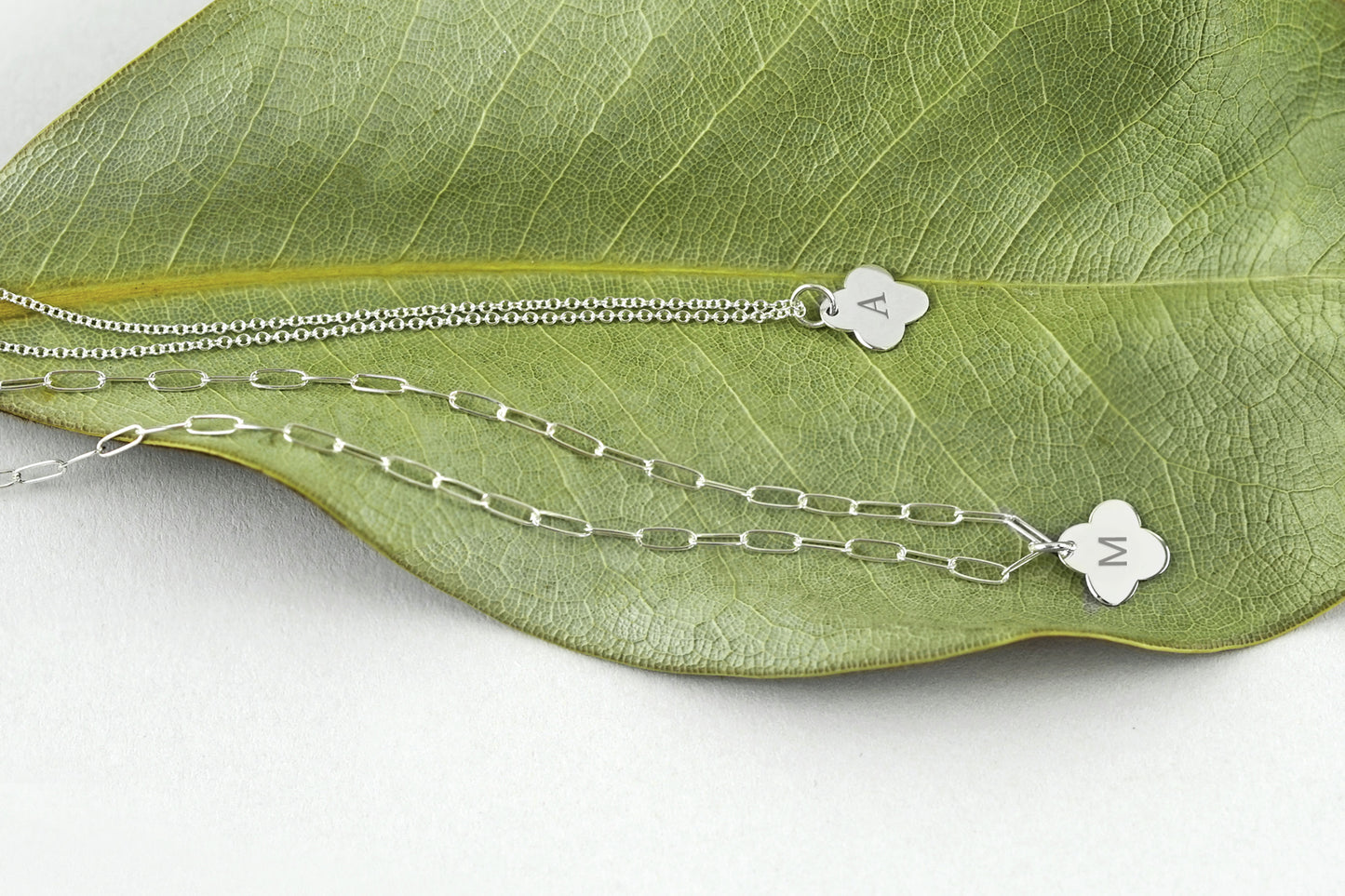 Silver Clover Initial Charm Necklace