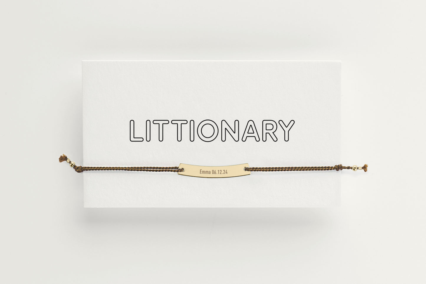 The Line Arc Gold Bar Silk Bracelet