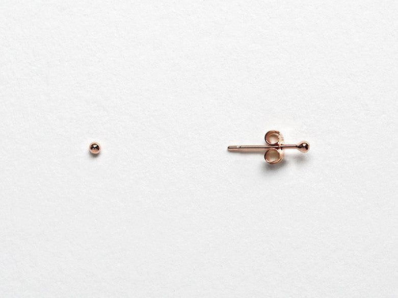 Littionary Tiny Rose Gold Dot Stud Earrings with earring back