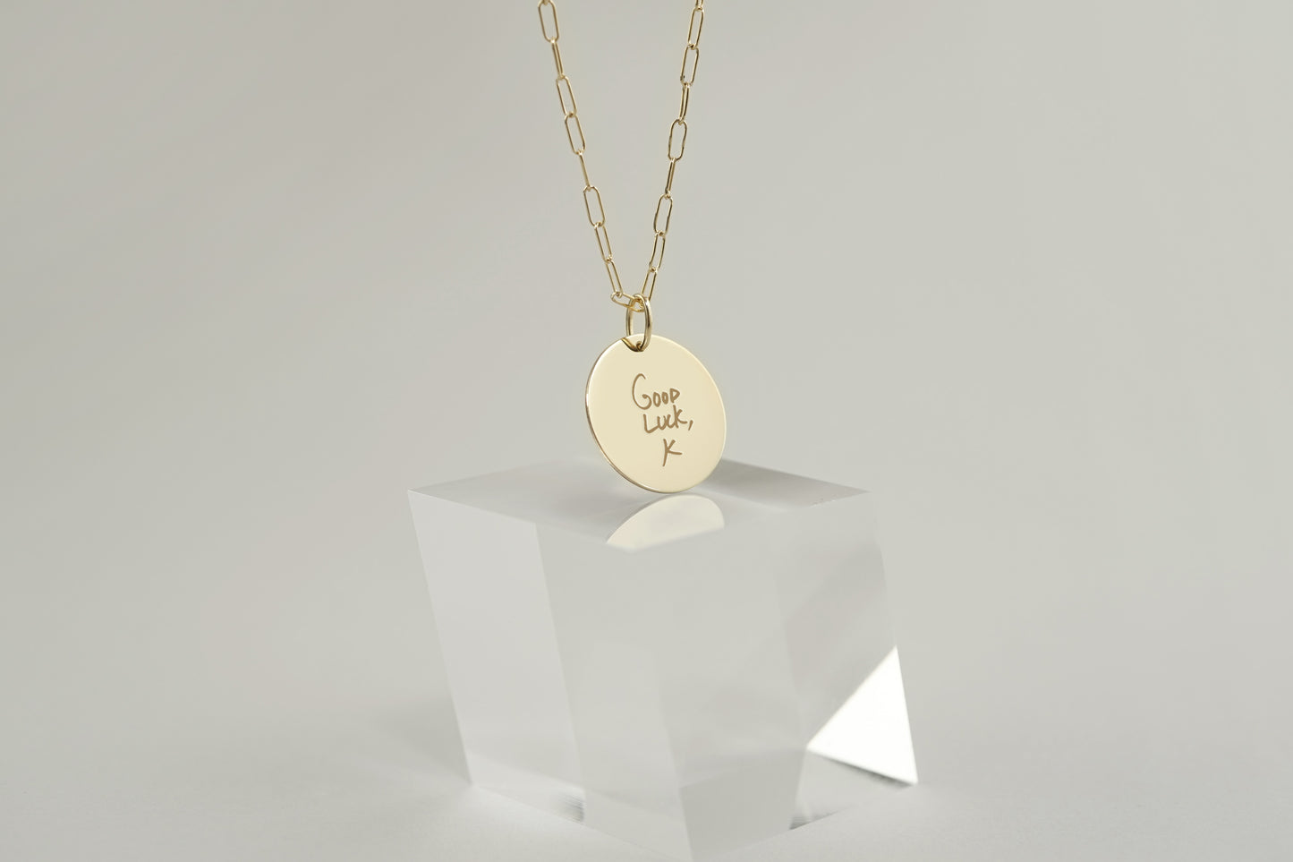 Luna Handwriting Large Disk Necklace