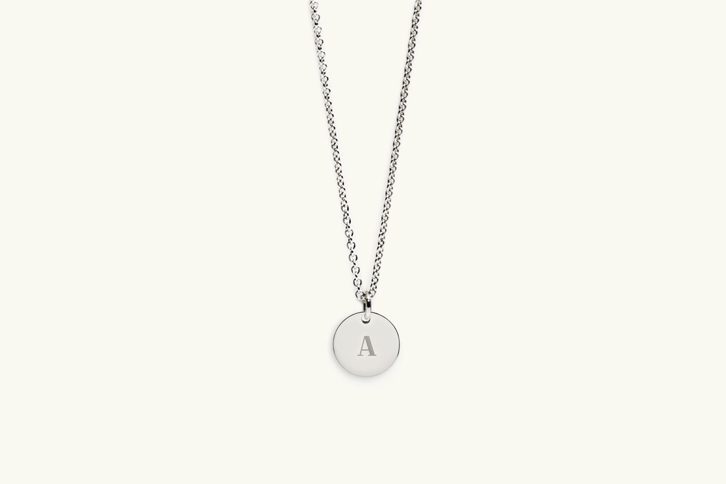 My Initial Letter Silver Disc Necklace