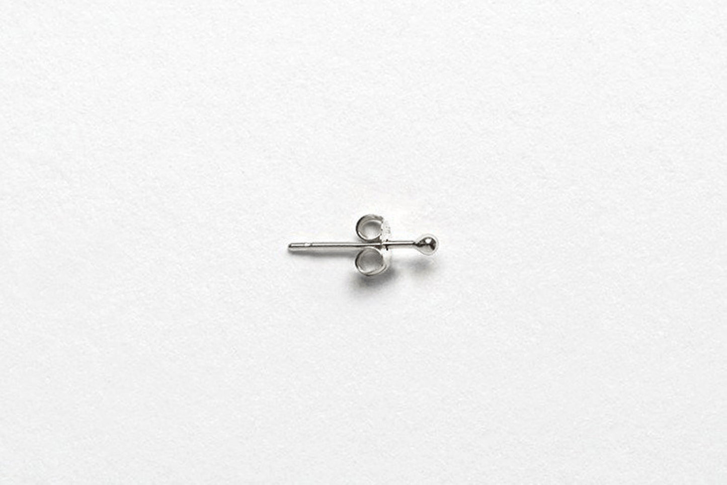 14k Tiny White Gold Dot Stud Earrings