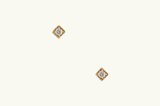14k Gold Diamond Square Stud Earrings