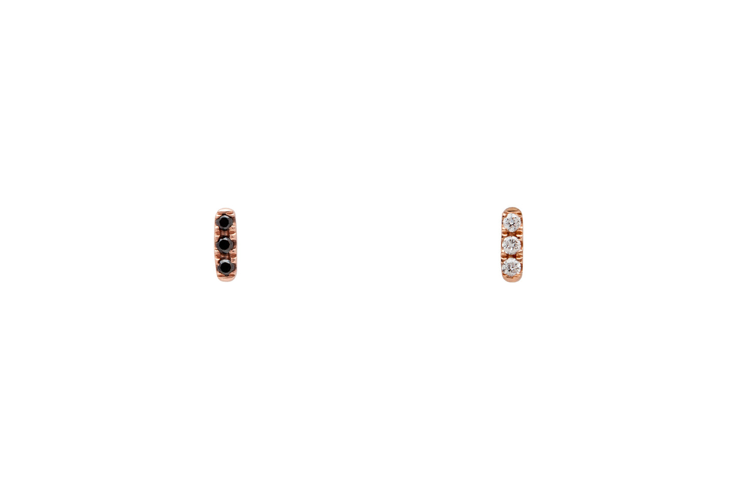 Mismatched 14k Rose Gold Tiny Diamond Bar Earrings E2318 E2319