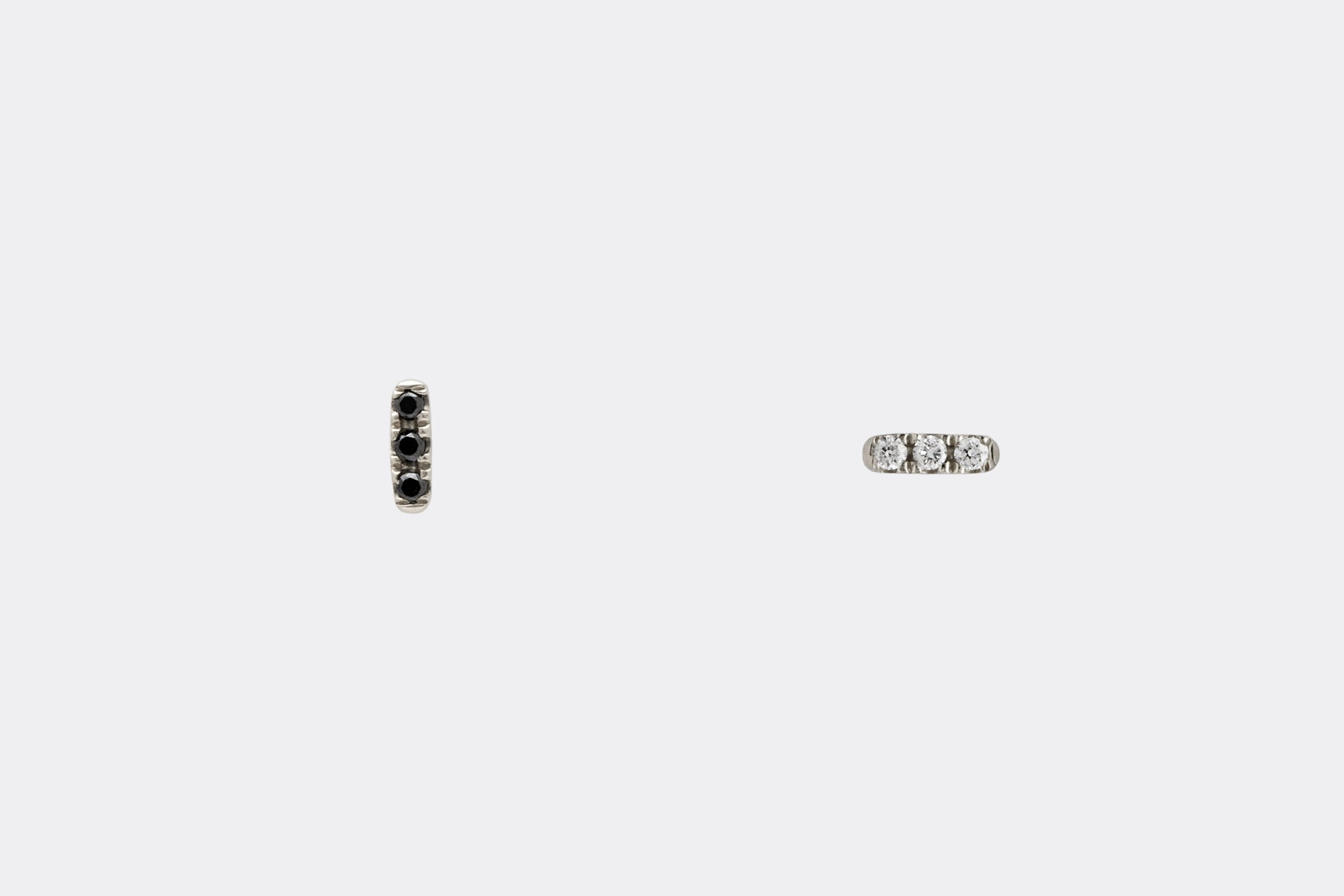 Mismatched 14k white Gold Tiny Diamond Bar Earrings E2318 E2319