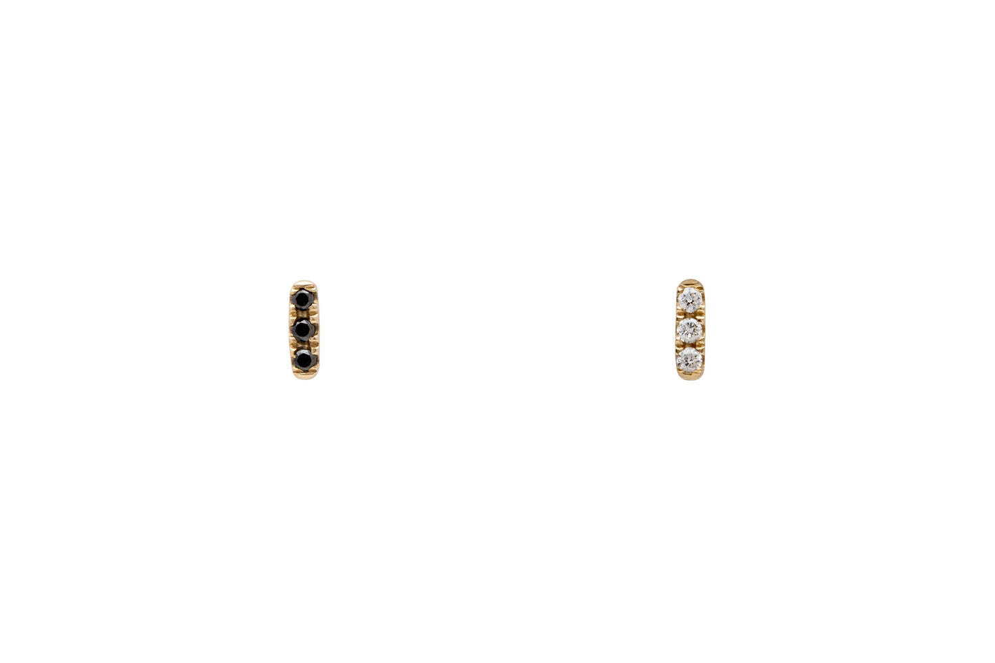 Mismatched 14k Gold Tiny Diamond Bar Earrings E2318 E2319