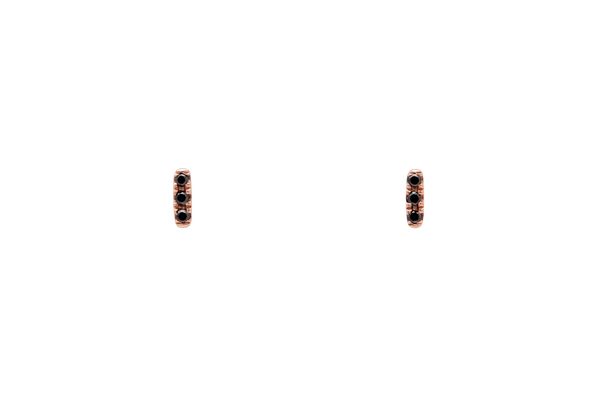 14k Rose Gold Micropavé Three Black Diamond Bar Earrings E2319