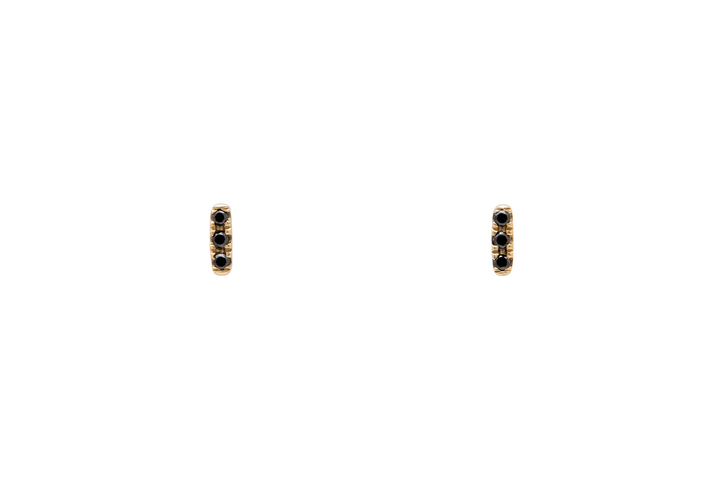 14k Gold Micropavé Three Black Diamond Bar Earrings E2319
