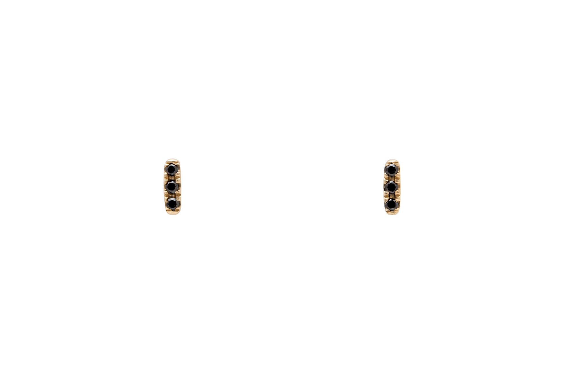 14k Gold Micropavé Three Black Diamond Bar Earrings E2319