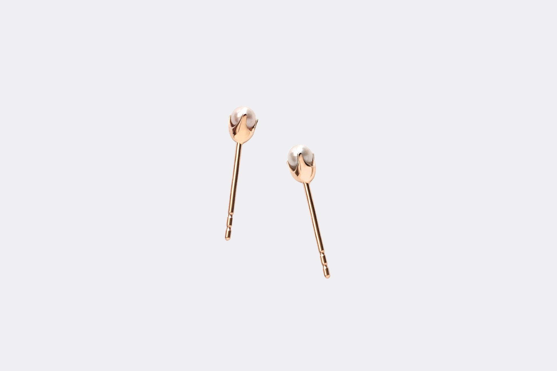 14k Rose Gold Small Pearl Stud Earrings E2333