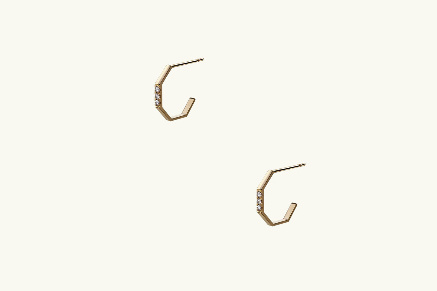 Octagon Hoop Stud Diamond Earrings