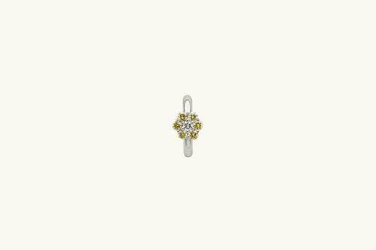 Fancy Yellow Diamond Floral Hoop Earrings