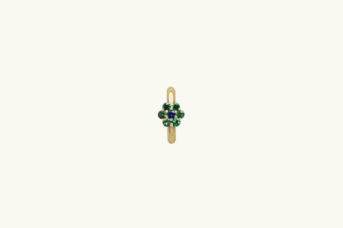 Tsavorite & Sapphire Floral Hoop Earrings