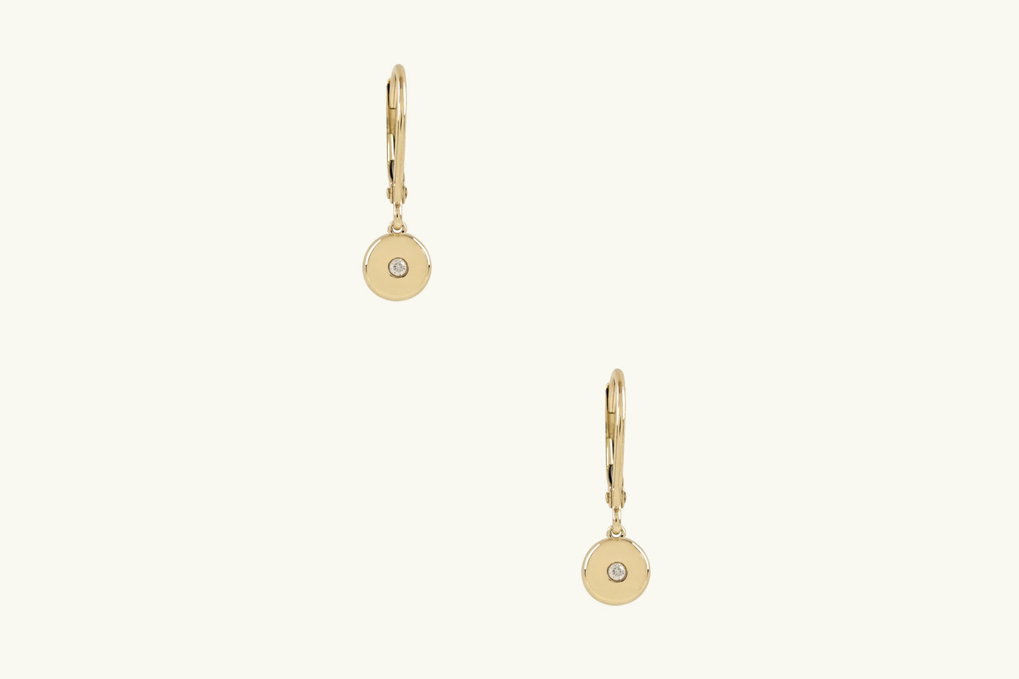 Diamond Gold Disk Dangle Earrings