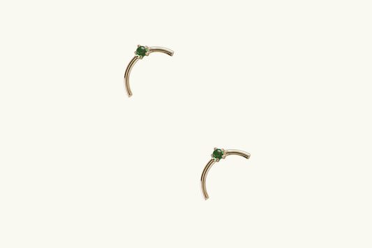 14k Gold Arc Emerald Earrings