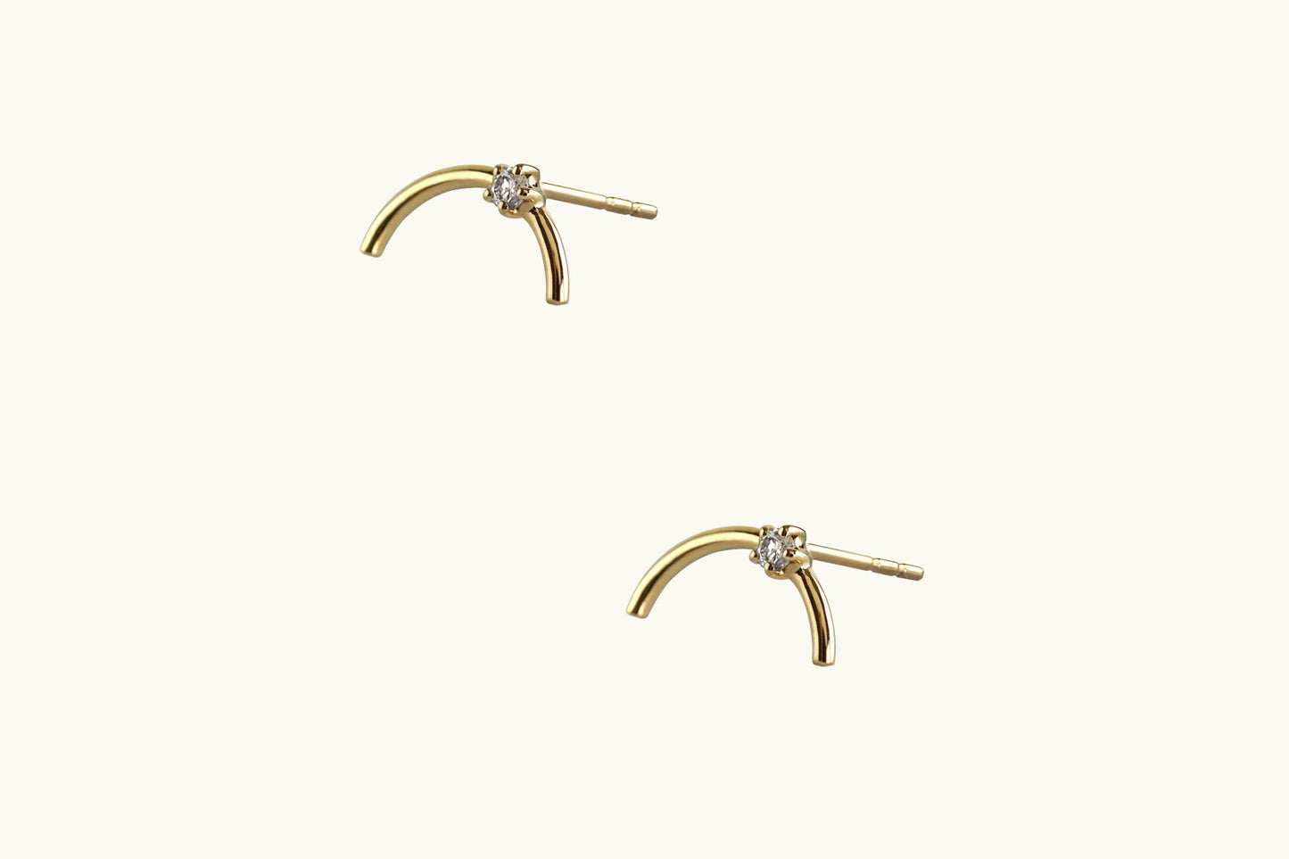 Mini Gold Arc Diamond Earrings