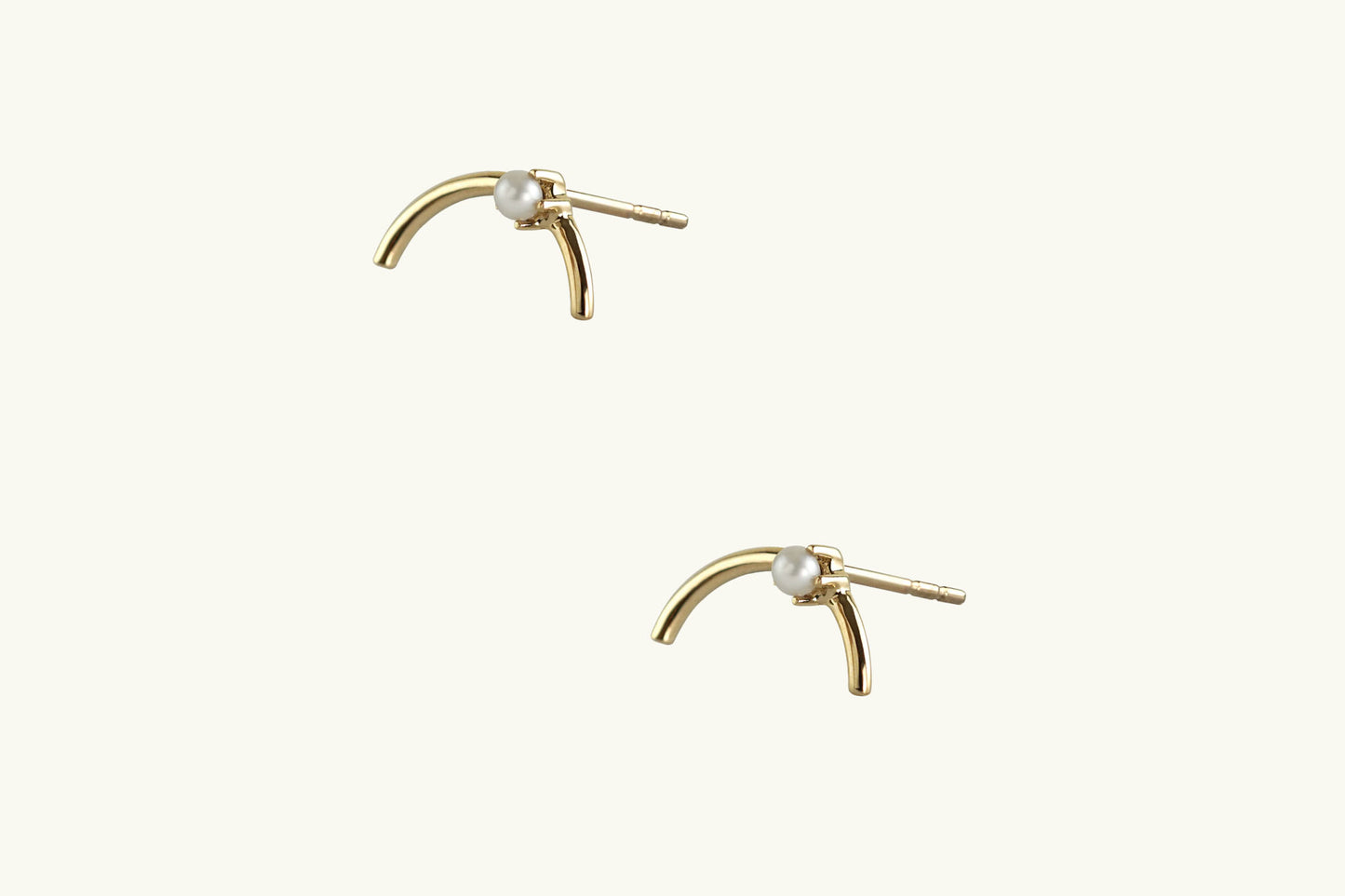 Mini Gold Arc Pearl Earrings