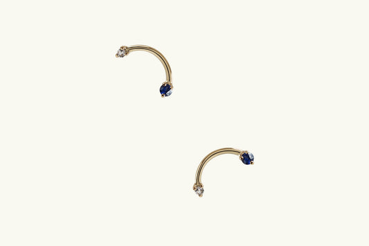 14k Gold Arc Double Sapphire Earrings