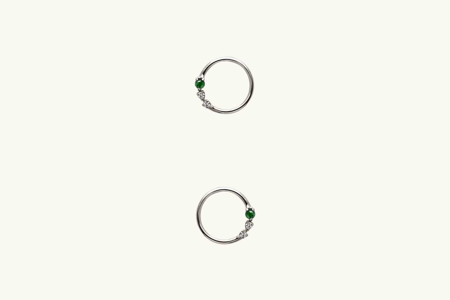 Emerald and Diamond Open Circle Earrings