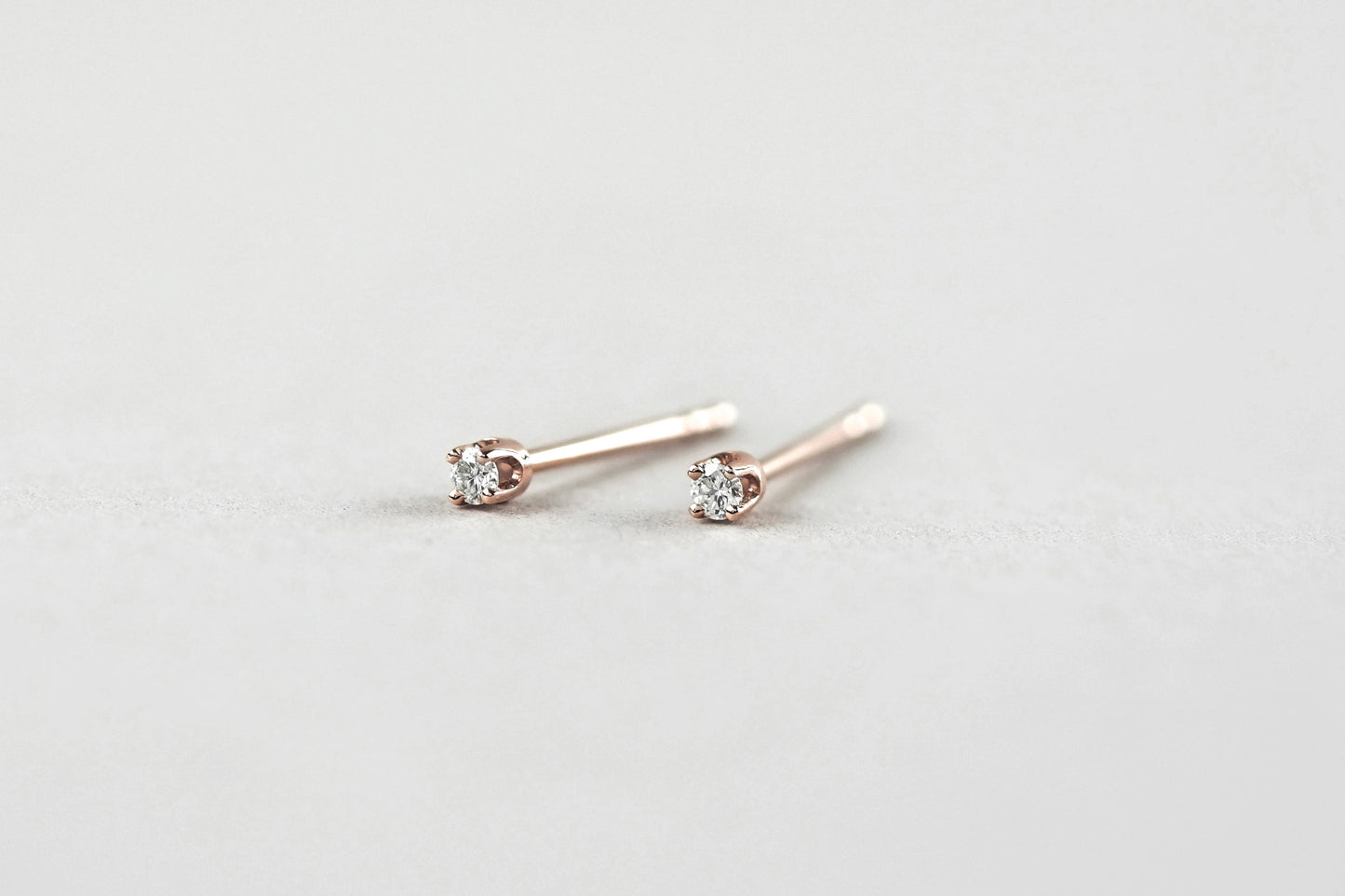 14k Rose Gold Tiny Diamond Earrings